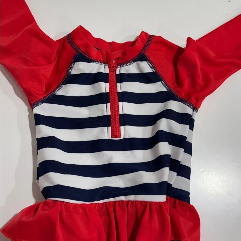 Girls Mixed Swimsuit Set - Teal, Coral & White EUC